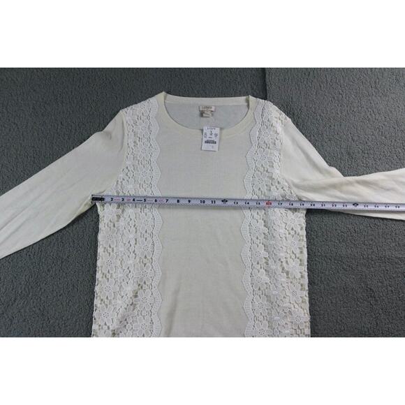 New J. crew Sweater Womens Large Lace Cotton Ivory White Pullover - Picture 5 of 6